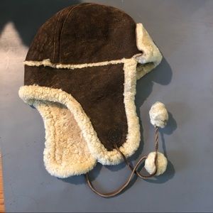 Sold mcri: Timberland shearling Sheepskin suede aviator bomber hat size s